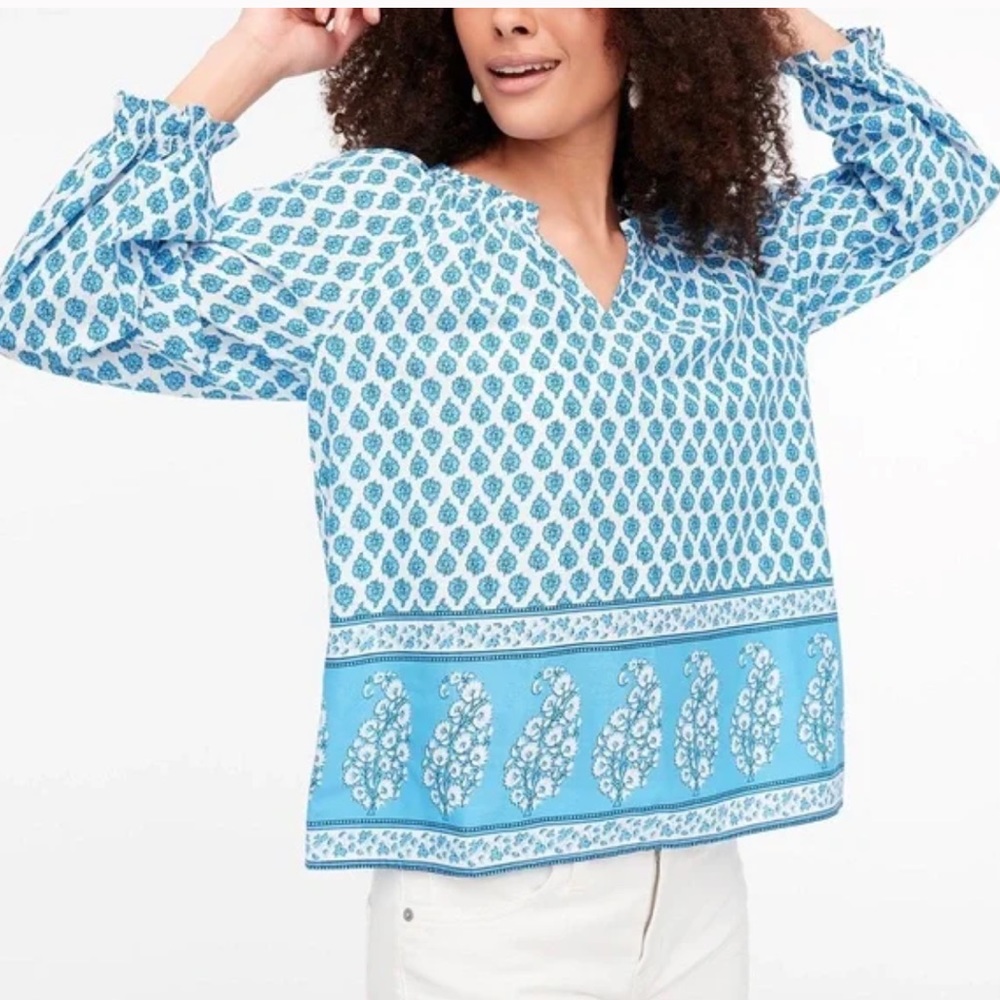 J. Crew Factory blue print blouse